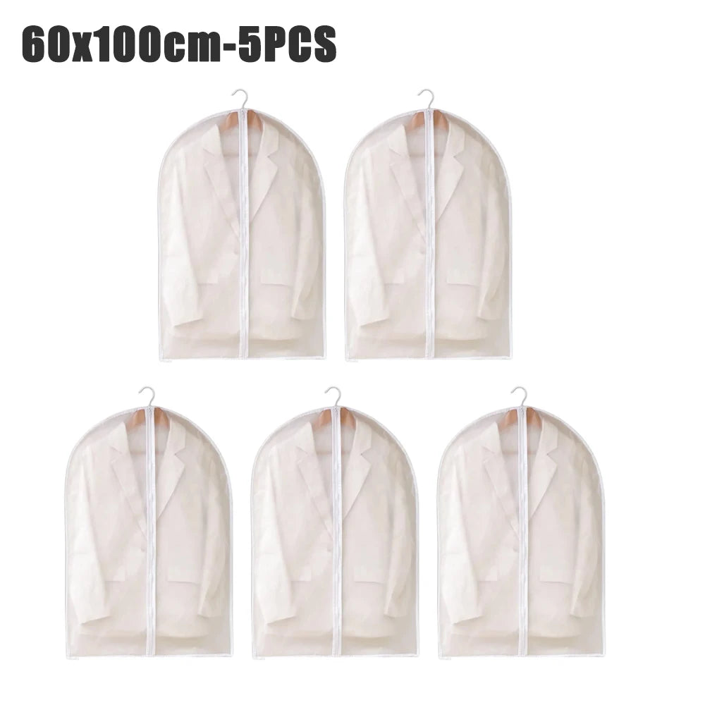 1-10PCS Clothes Dust Cover Transparent Thickened Washable Dust Bag PEVA Household Dust Cover Coat Suit Cover Hanging Clothes Bag