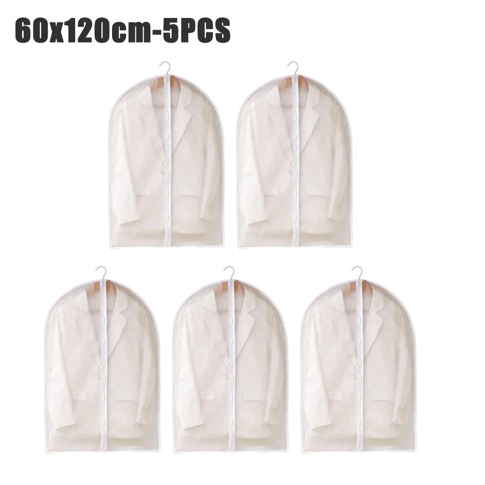 1-10PCS Clothes Dust Cover Transparent Thickened Washable Dust Bag PEVA Household Dust Cover Coat Suit Cover Hanging Clothes Bag