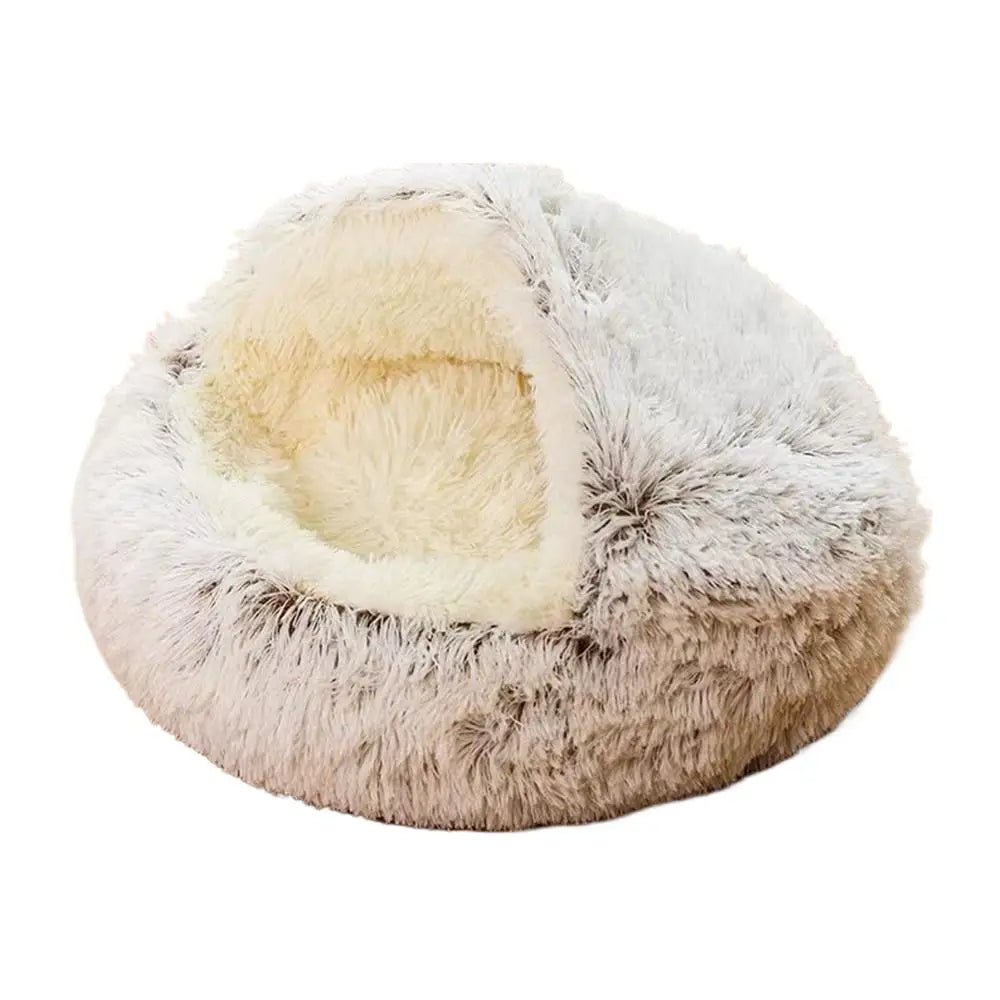 Winter Plush Round Cat Bed Pet Mattress Warm Soft Comfortable Basket Cat Dog 2 in 1 Sleeping Bag Nest for Small Dogs
