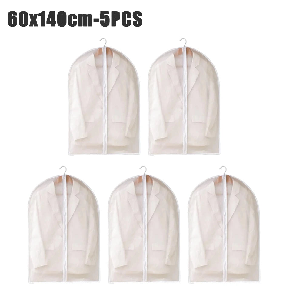1-10PCS Clothes Dust Cover Transparent Thickened Washable Dust Bag PEVA Household Dust Cover Coat Suit Cover Hanging Clothes Bag