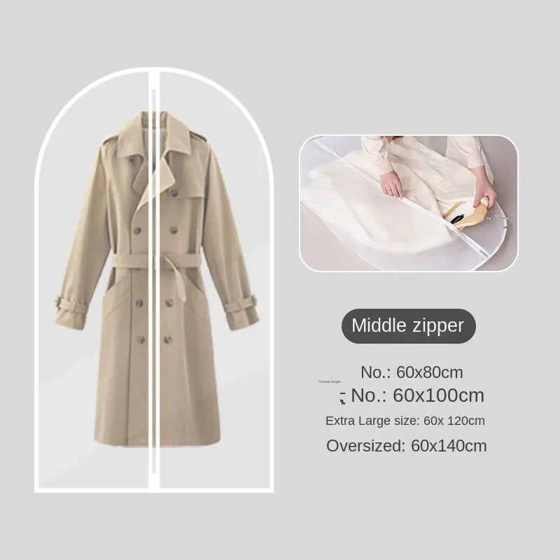 1-10PCS Clothes Dust Cover Transparent Thickened Washable Dust Bag PEVA Household Dust Cover Coat Suit Cover Hanging Clothes Bag