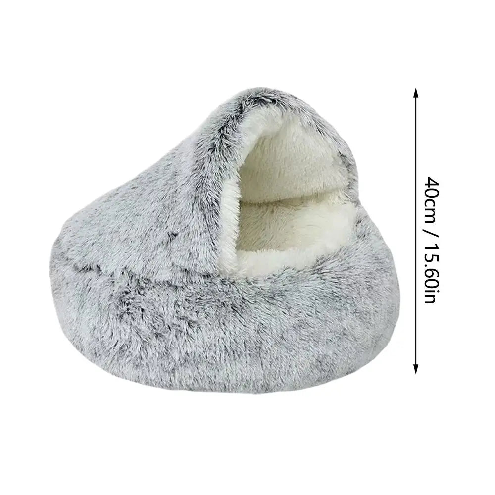 Winter Plush Round Cat Bed Pet Mattress Warm Soft Comfortable Basket Cat Dog 2 in 1 Sleeping Bag Nest for Small Dogs