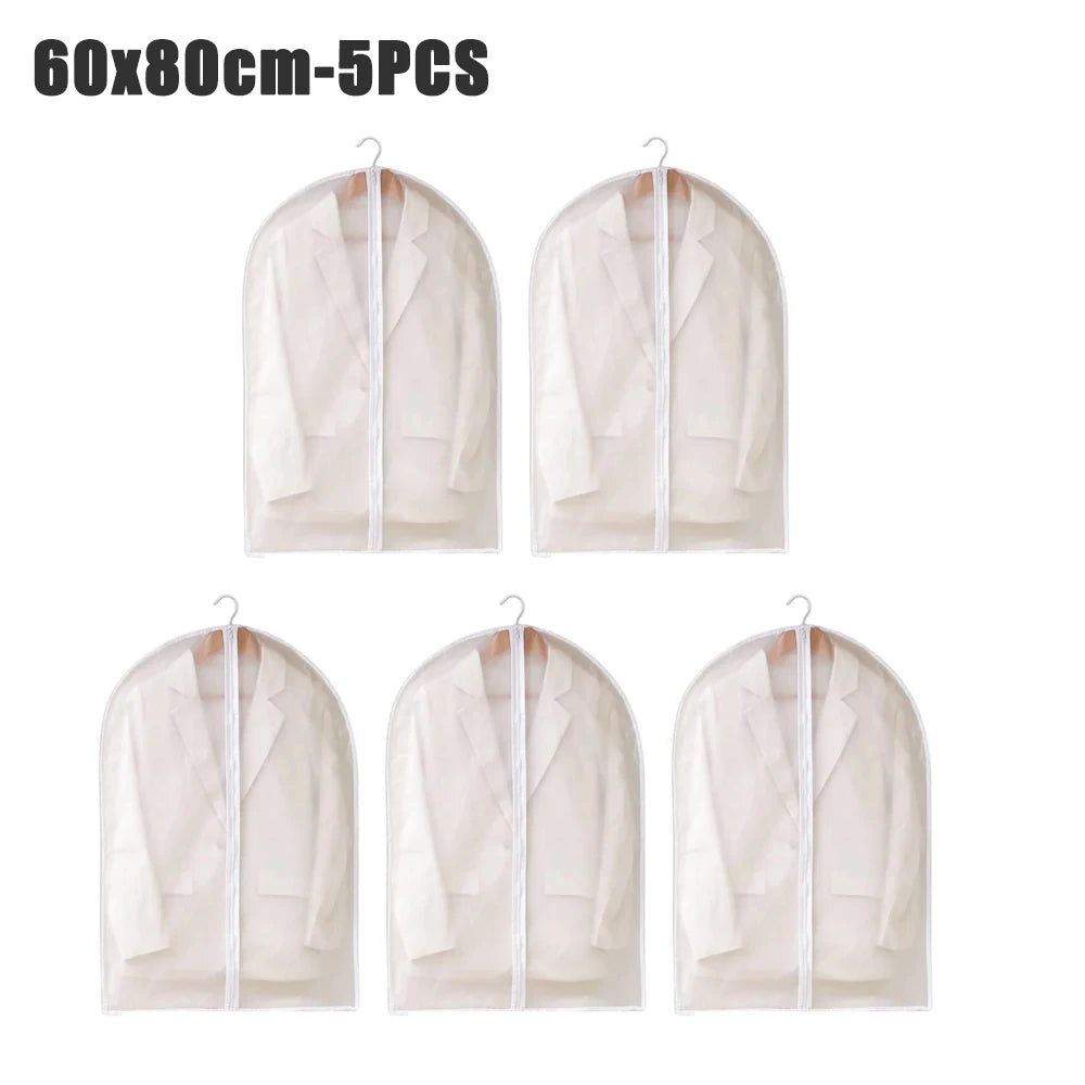 1-10PCS Clothes Dust Cover Transparent Thickened Washable Dust Bag PEVA Household Dust Cover Coat Suit Cover Hanging Clothes Bag